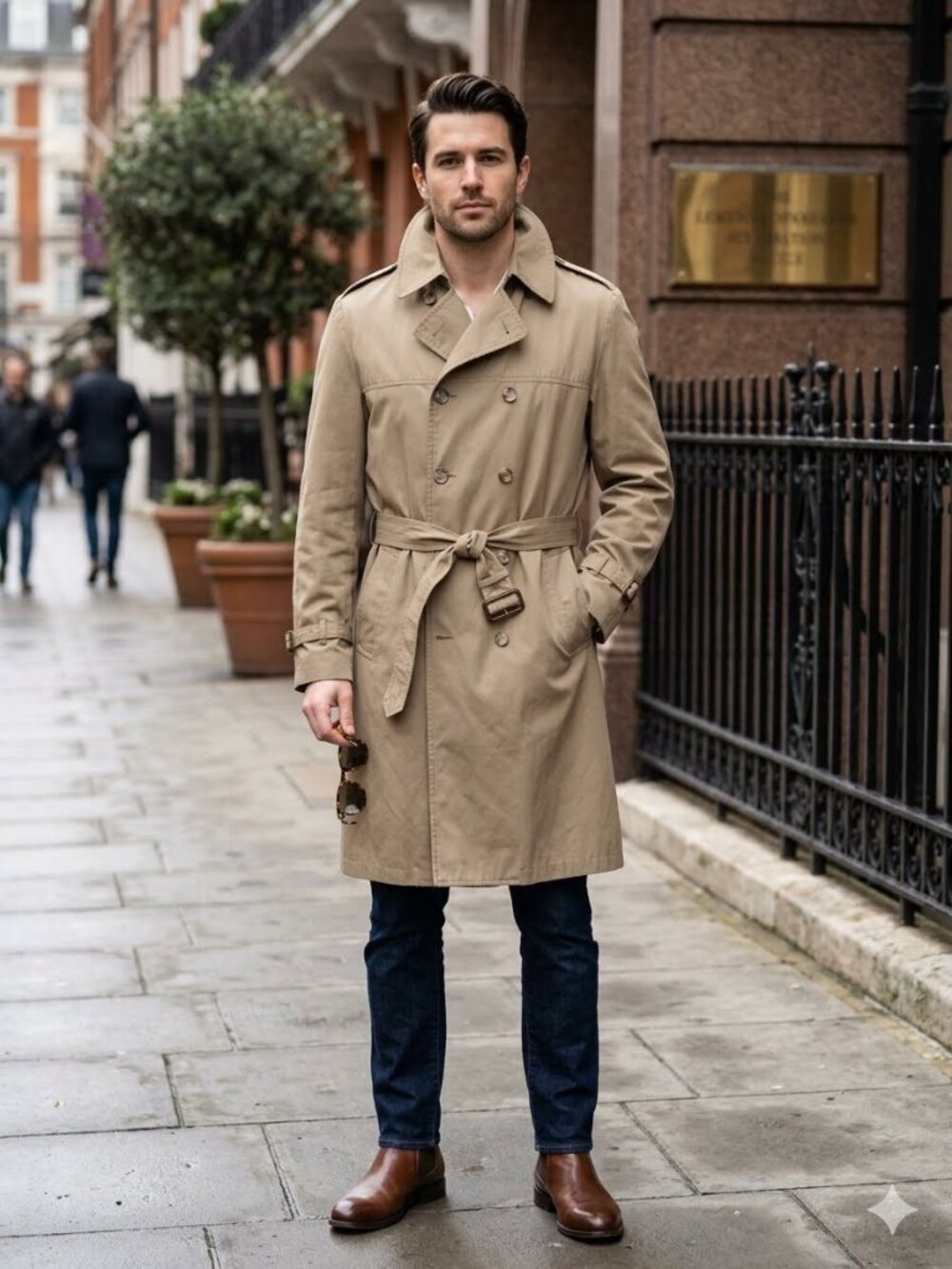 LONDON FOG Men's Trench Coat with Belt and No Lining Size 44 X-Long